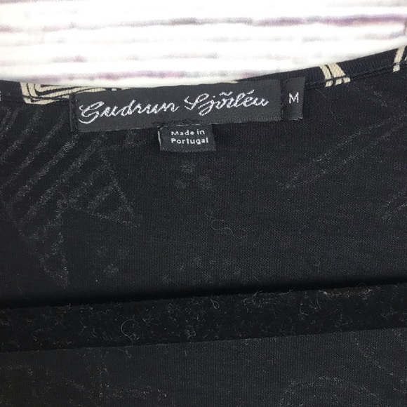 Gudrun Sjoden Size Medium Black Floral Print Asymmetrical Hem Half Sleeve Dress - Picture 2 of 5